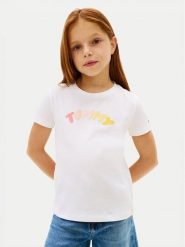 Tommy Hilfiger T-Shirt KG0KG09246 Biały Regular Fit. Białe koszulki i t-shirty dziewczęce Tommy Hilfiger, bez wzorów, z bawełny, bez kołnierzyka, bez ramiączek. Za 129.99 zł.