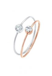 Elli Damski pierścionek do łączenia 2 części soliter Basic Bi-color w pozłacanym srebrze 925 Sterling Silver Pierścionki 1 ct. Szare pierścionki damskie Elli, z kryształem, pozłacane. Za 168.99 zł.