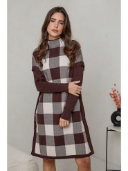 Soft Cashmere Sukienka dzianinowa w kolorze kremowo-brązowym rozmiar: 38/40. Brązowe sukienki damskie Soft Cashmere, bez wzorów, z dzianiny, klasyczne, bez ramiączek. Za 162.49 zł.