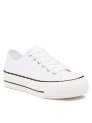 Jenny Fairy Trampki WS160701-02ECO Biały. Białe trampki damskie Jenny Fairy, bez wzorów, z materiału, bez zapięcia. Za 79.99 zł.