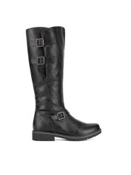 Remonte Kozaki R6590-01 Czarny. Czarne kozaki damskie Remonte, z materiału, bez obcasa, na płaskiej podeszwie, bez zapięcia. Za 415.00 zł.