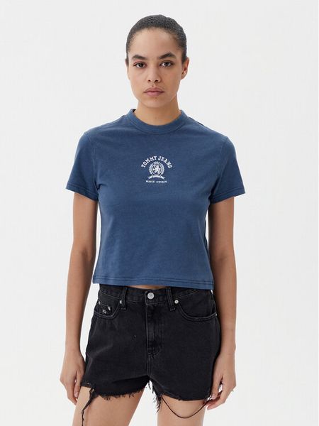 Tommy Jeans T-Shirt Varsity DW0DW20317 Granatowy Regular Fit. Niebieskie t-shirty damskie Tommy Jeans, s, bez wzorów, z bawełny, bez kołnierzyka. Za 99.99 zł.
