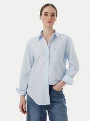 Tommy Jeans Koszula Essential DW0DW23456 Niebieski jasny Relaxed Fit. Niebieskie koszule damskie Tommy Jeans, m, bez wzorów, z bawełny, bez kołnierzyka, bez ramiączek. Za 409.99 zł.