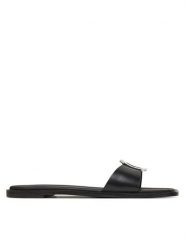 Calvin Klein Klapki Flat Slide W/Ck Hw Big - Lth HW0HW02482 Czarny. Czarne klapki damskie Calvin Klein, bez wzorów, ze skóry, bez obcasa, bez zapięcia. Za 259.99 zł.