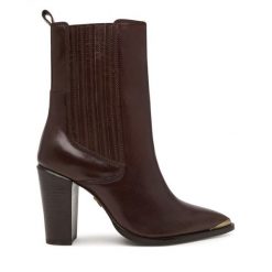 Botki Bronx. Brązowe botki damskie Bronx, bez obcasa, na słupku, bez zapięcia. Za 769.99 zł.