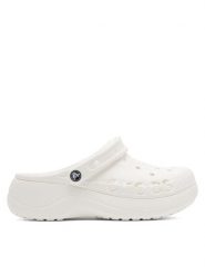 Crocs Klapki C-BAYA PLATFORM CLOG 208186-100 Biały. Białe klapki damskie Crocs, bez wzorów, z materiału, bez obcasa, bez zapięcia. Za 199.99 zł.