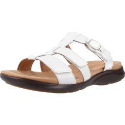 Sandały CLARKS 26185967C Biały. Białe sandały damskie Clarks, bez wzorów, ze skóry, bez obcasa, bez zapięcia. Za 426.99 zł.