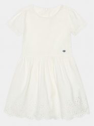 Guess Sukienka codzienna K3GK08 WCVM0 Biały Regular Fit. Białe sukienki dziewczęce Guess, z aplikacjami, z bawełny, bez ramiączek, proste. Za 349.99 zł.