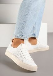 Białe Sneakersy z Siateczkową Cholewką i Metaliczną Nicią Nimiovana. Białe obuwie sportowe damskie Born2be, na lato, z jeansu, bez zapięcia. Za 79.99 zł.