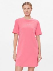 Armani Exchange Sukienka codzienna 3DYA89 YJFHZ 14BH Różowy Regular Fit. Czerwone sukienki damskie Armani Exchange, bez wzorów, z bawełny, bez ramiączek. Za 539.99 zł.