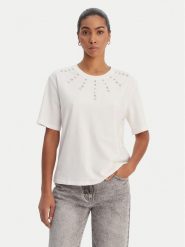 Morgan T-Shirt 261-DOURRA Biały Straight Fit. Białe t-shirty damskie Morgan, xl, bez wzorów, z bawełny, bez kołnierzyka. Za 189.99 zł.
