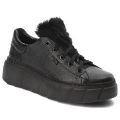 Czarne Sneakersy Pollonus Modne Buty Damskie Z Futerkiem. Czarne obuwie sportowe damskie Pollonus, ze skóry, bez zapięcia. Za 379.00 zł.