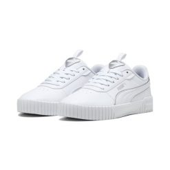 Damskie sneakersy Carina 2.0 Pop Up Metallics PUMA. Białe obuwie sportowe damskie Puma, ze skóry, bez zapięcia, trekkingowe. W wyprzedaży za 204.00 zł.