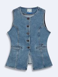 LTB Kamizelka dżinsowa "Diora" w kolorze niebieskim rozmiar: S. Niebieskie kamizelki damskie LTB, s, bez wzorów, bez kaptura. Za 154.07 zł.