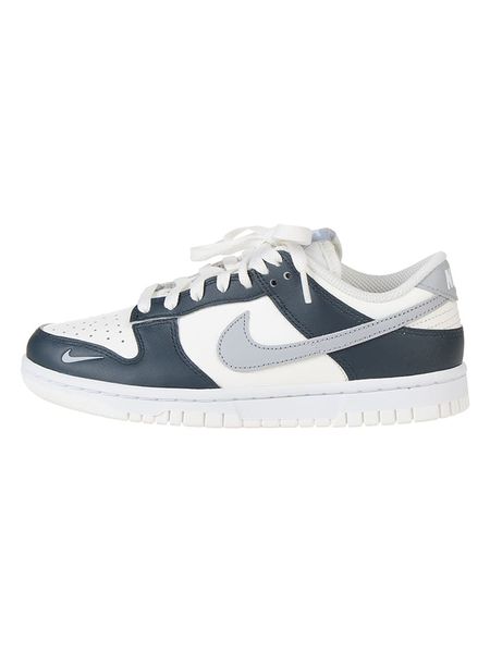 Nike Skórzane sneakersy "Dunk Low" w kolorze biało-szaro-granatowym rozmiar: 36,5. Białe obuwie sportowe damskie Nike, z materiału, bez zapięcia. Za 334.60 zł.
