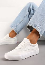Białe Tenisówki z Boczną Naszywką Simeris. Białe obuwie sportowe damskie Renee, na lato, bez zapięcia, tenisowe. Za 74.99 zł.
