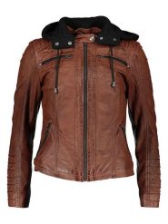 BLUE MONKEY Skórzana kurtka "Wonder" w kolorze jasnobrązowym rozmiar: XS. Brązowe kurtki damskie BLUE MONKEY, xs, bez wzorów, ze skóry, bez kaptura. Za 259.74 zł.