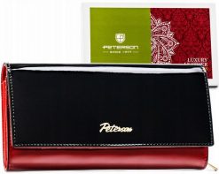 Portfel skórzany Peterson PTN 1N-409 czarny. Czarne portfele damskie Peterson, bez wzorów, z lakierowanej skóry. Za 144.99 zł.