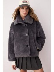 Trendyol Kurtka pluszowa w kolorze antracytowym rozmiar: XS. Czarne kurtki damskie Trendyol, xs, bez wzorów, bez kaptura. Za 184.45 zł.