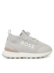 BOSS Sneakersy J52828 S Szary. Szare buty sportowe chłopięce Boss, z materiału, bez zapięcia. Za 559.99 zł.