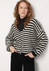 Czarny Kardigan z Wełną w Paski o Nietoperzowym Fasonie Fesmera. Czarne kardigany damskie Born2be, bez wzorów, z jeansu. Za 149.99 zł.