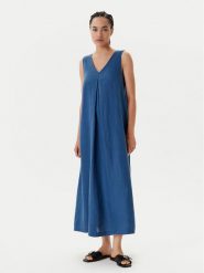 United Colors Of Benetton Sukienka letnia 4AGHDV07C Niebieski Relaxed Fit. Niebieskie sukienki damskie United Colors Of Benetton, bez wzorów, ze lnu, bez ramiączek. Za 309.99 zł.