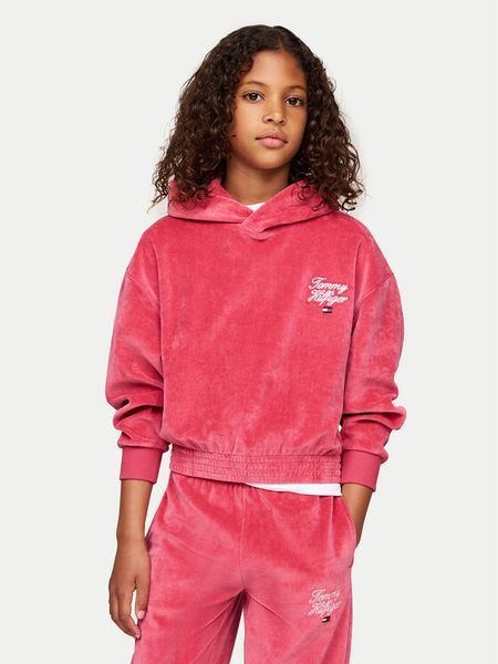 Tommy Hilfiger Bluza Script KG0KG08192 Różowy Regular Fit. Czerwone bluzy dziewczęce Tommy Hilfiger, bez wzorów, z bawełny, bez ramiączek, bez kaptura. Za 199.99 zł.