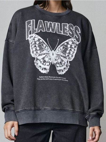 Bluza crewneck - szary. Szare bluzy damskie Sinsay, l, bez wzorów, bez kaptura. Za 79.99 zł.