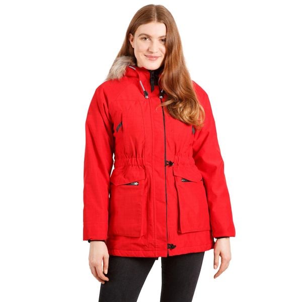 Parka Damska Wodoodporna. Czerwone parki damskie Trespass, s, z futra, z kapturem. Za 344.99 zł.