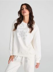 Bluza - kremowy. Białe bluzy damskie Sinsay, na zimę, l, bez wzorów, bez kaptura. Za 39.99 zł.