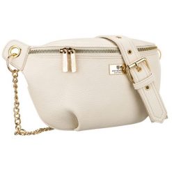 Beżowa saszetka damska ze skóry ekologicznej zamykana suwakiem - Peterson. Brązowe nerki i saszetki damskie Peterson, bez wzorów, ze skóry ekologicznej. Za 71.99 zł.