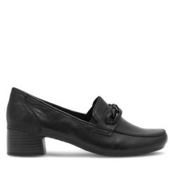 Półbuty Rieker. Czarne czółenka damskie Rieker, bez wzorów, bez obcasa, na obcasie, bez zapięcia. Za 339.99 zł.