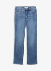 Jeansy straight, high waist. Niebieskie jeansy damskie bonprix, z podwyższonym stanem. Za 124.99 zł.