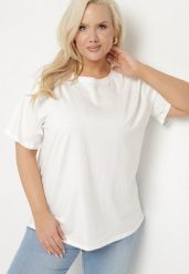Biały Bawełniany Klasyczny T-shirt Oltebia. Białe t-shirty damskie Born2be, uniwersalny, bez wzorów, z bawełny, bez kołnierzyka. Za 34.99 zł.