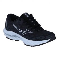 Buty do biegania damskie Mizuno Wave Inspire 19. Czarne obuwie sportowe damskie Mizuno, z materiału, bez zapięcia, do biegania, mizuno wave. Za 719.99 zł.