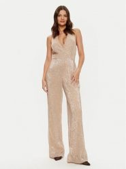 Guess Kombinezon W5RD77 KCNB0 Beżowy Regular Fit. Brązowe sukienki damskie Guess, z aplikacjami, z syntetyku, bez ramiączek. Za 719.99 zł.