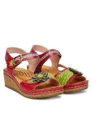 Laura Vita Sandały Facscineo 09 Czerwony. Czerwone sandały damskie LAURA VITA, bez wzorów, ze skóry, bez obcasa, na koturnie, bez zapięcia. Za 429.99 zł.