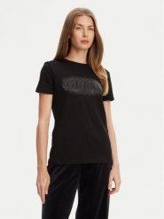 Guess T-Shirt V5YI08 J1314 Czarny Regular Fit. Czarne t-shirty damskie Guess, s, z aplikacjami, z bawełny, bez kołnierzyka. Za 99.99 zł.