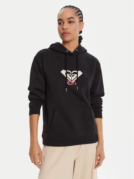 Roxy Bluza ERJFT05020 Czarny Regular Fit. Czarne bluzy damskie Roxy, m, bez wzorów, z bawełny, bez kaptura. Za 229.99 zł.