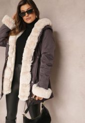 Ciemnoszara Kurtka Parka z Futerkiem Teyo. Szare kurtki damskie Renee, l, bez wzorów, z futra, bez kaptura. Za 249.99 zł.