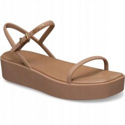 Crocs Damskie Sandały Miami Platform Y-Strap Sandal. Brązowe sandały damskie Crocs, bez wzorów, z materiału, bez obcasa, bez zapięcia. Za 199.99 zł.