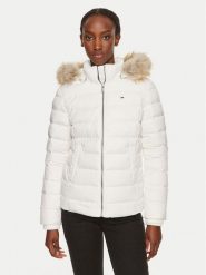 Tommy Jeans Kurtka puchowa Basic DW0DW18312 Biały Slim Fit. Białe kurtki damskie Tommy Jeans, xs, bez wzorów, z jeansu, bez kaptura. Za 1,099.00 zł.