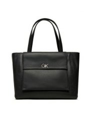 Calvin Klein Torebka Ck Medium Shopper K60K612811 Czarny. Czarne shopper bag Calvin Klein, bez wzorów, ze skóry, bez dodatków. Za 399.99 zł.