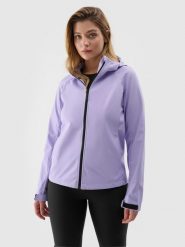 4F Kurtka softshell wiatroodporna membrana 5000 damska - jasny fiolet XS. Fioletowe kurtki damskie 4F, na jesień, m, bez wzorów, z dzianiny, z kapturem. W wyprzedaży za 139.99 zł.