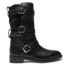 Botki TWINSET. Czarne botki damskie Twinset, bez obcasa, na płaskiej podeszwie, bez zapięcia. Za 979.99 zł.