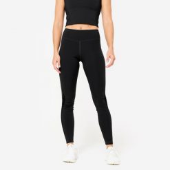 Legginsy fitness damskie Domyos. Czarne legginsy damskie DOMYOS, m, bez wzorów, z elastanu. Za 109.99 zł.