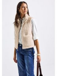 Street One Kamizelka pluszowa w kolorze kremowym rozmiar: 46. Brązowe kamizelki damskie Street One, bez wzorów, bez kaptura. Za 222.41 zł.