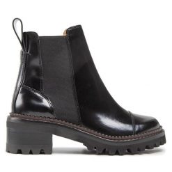 Botki See By Chloé. Czarne botki damskie See By Chloé, bez obcasa, na słupku, bez zapięcia. Za 1,929.00 zł.
