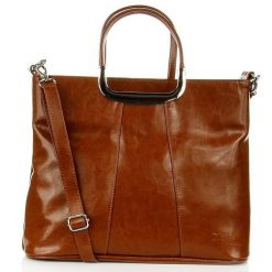 Torebka skórzana damska elegancka DAN-A T280 camel. Brązowe torebki klasyczne damskie DAN-A, ze skóry, bez dodatków. Za 349.99 zł.