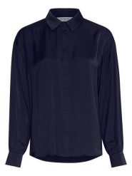 MOSS COPENHAGEN Bluzka "Sandeline" w kolorze granatowym rozmiar: L/XL. Niebieskie bluzki damskie Moss Copenhagen, l, bez wzorów, bez kołnierzyka, bez ramiączek. Za 140.95 zł.